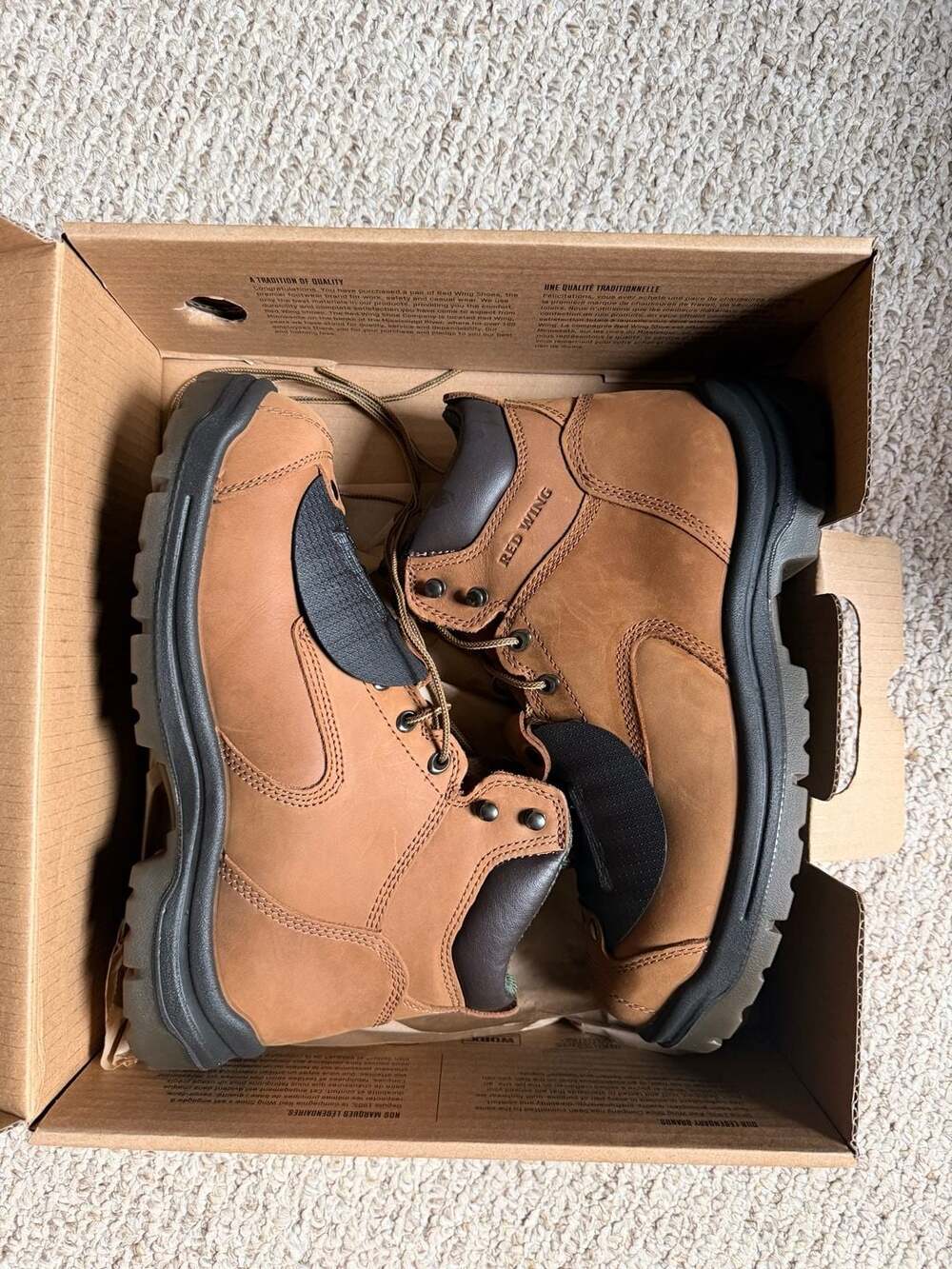 Red Wing Work Boots Brown Leather Lace Up 4456